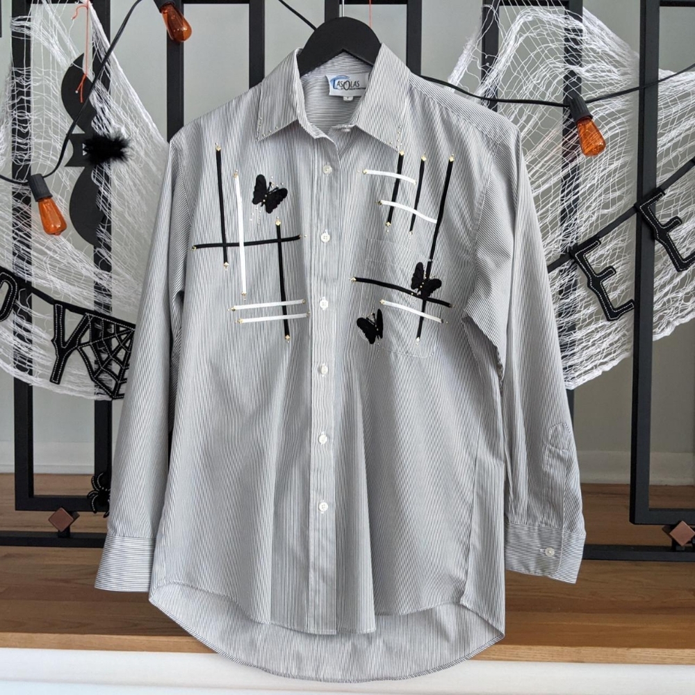 Vintage Whimsygoth Beetlejuice Butterfly Button-up